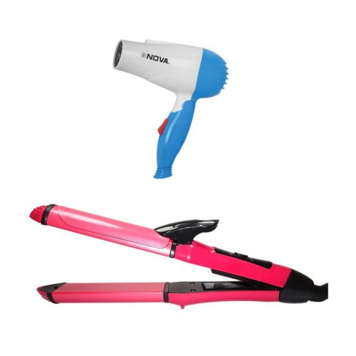 NOVA-Hair-Dryer--Straightner-and-Curler-2in1-Beauty-set-Combo-Pack